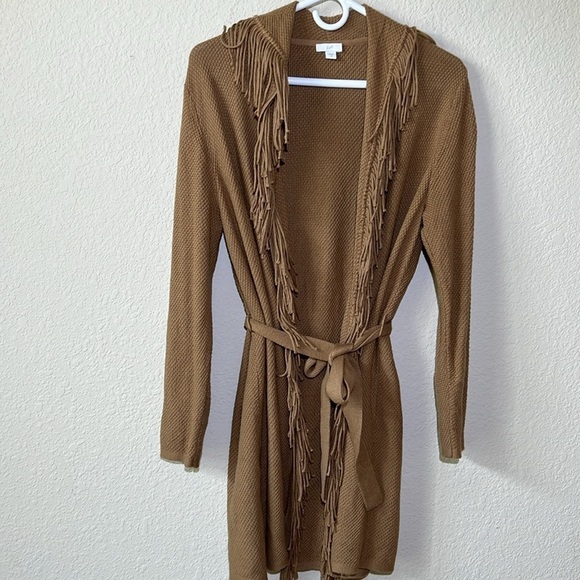 J Jill Cardigan Fringe Front Belted - Picture 2 of 7